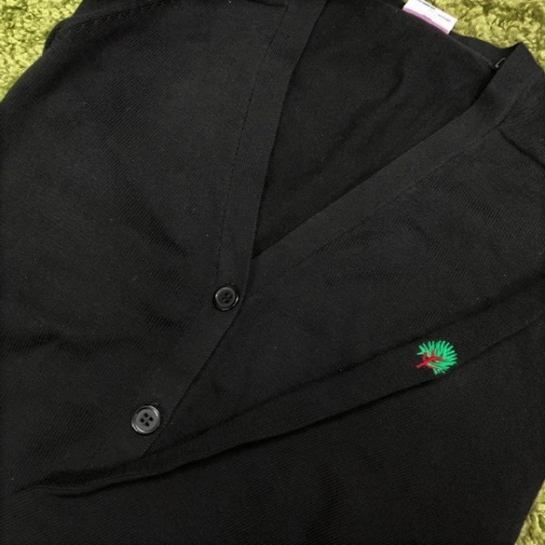 Girls  Black V Neck Cardigan Inc Tree Embroidered Logo