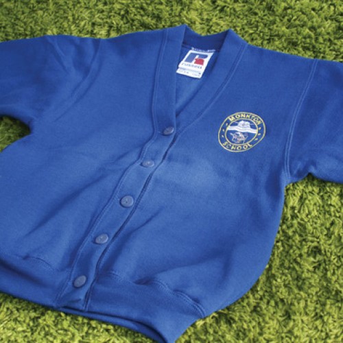 Girls Royal Sweatshirt Cardigan Inc Embroidered Logo