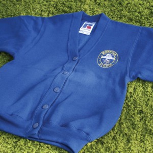 Girls Royal Sweatshirt Cardigan Inc Embroidered Logo